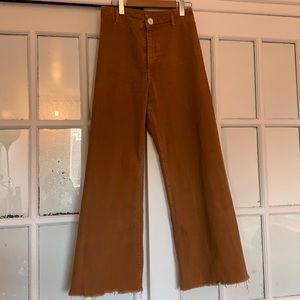 High waist denim wide leg pants